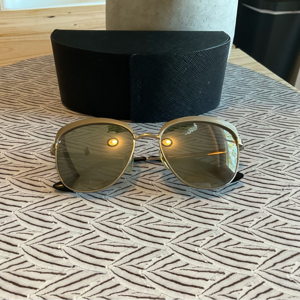 Prada Gold Aviator Sunglasses with Case